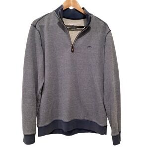 Southern Tide Mens Blue‎ Textured Quarter Zip Pullover Sweater Size Medium